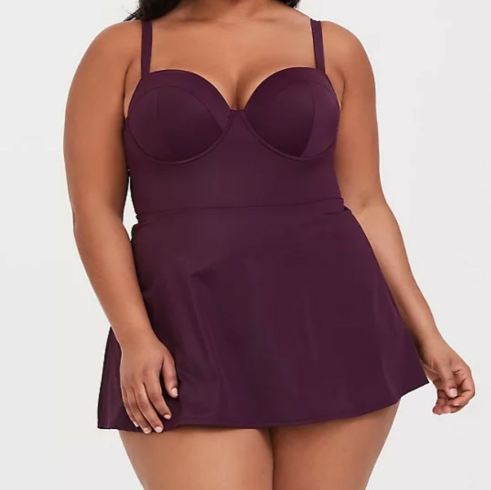 Torrid Purple Padded Skater Swimdress Sz 4F